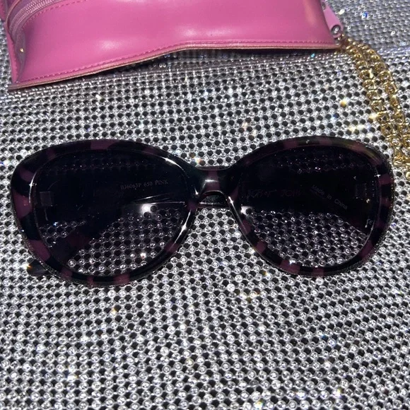 Betsey Johnson sunglasses leopard black Purple malibu barbie lipY2k vintage